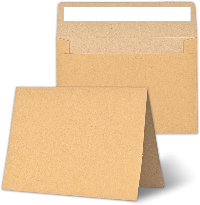 xflyxin 30 blank cards and envelopes each, thank you blank greeting cards and envelopes, brown A4 blank cards, 4x6 envelope invitations, suitable for printing custom, suitable for various occasions DIY - Image 1